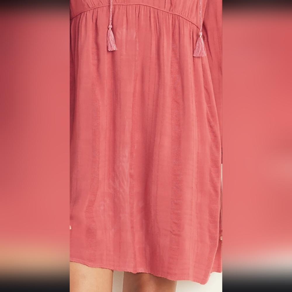 Boho Coral Long Sleeve Dress - Picture 4 of 7